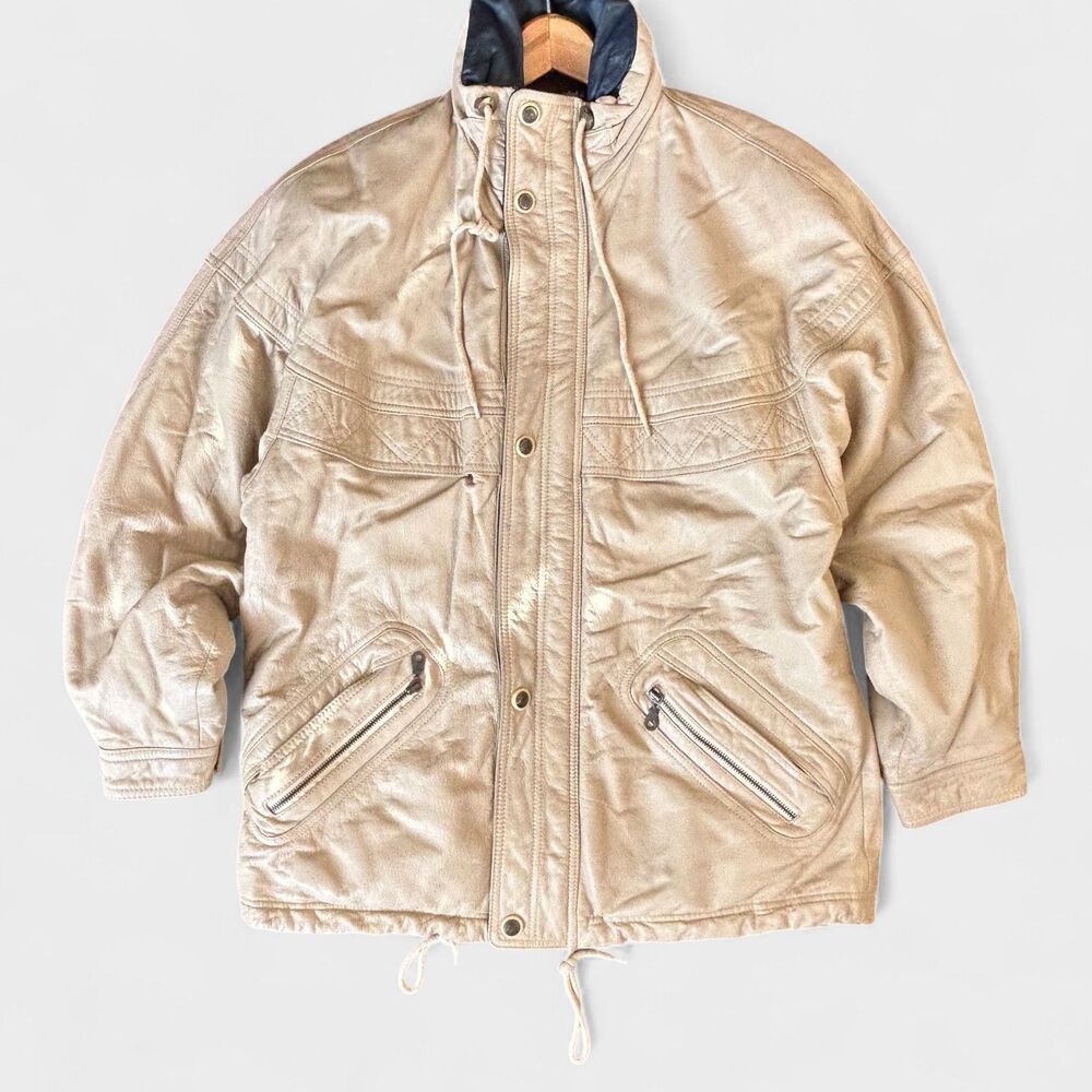 Vintage Wilsons Leather Thinsulate Jacket Men’s M Beige Bomber Parka Coat 90s
